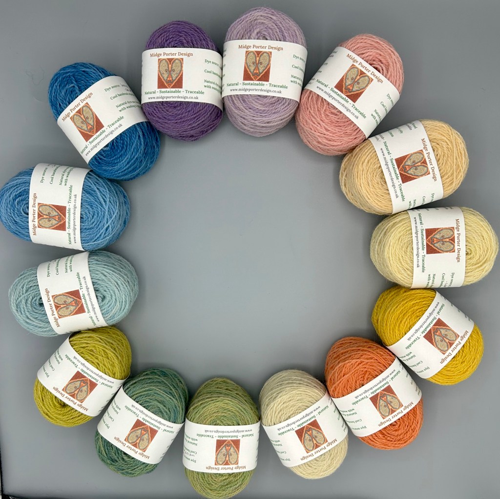 Naturally dyed yarns by Midge Porter Design